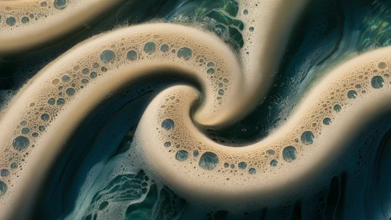 intertwined foam tidal waves