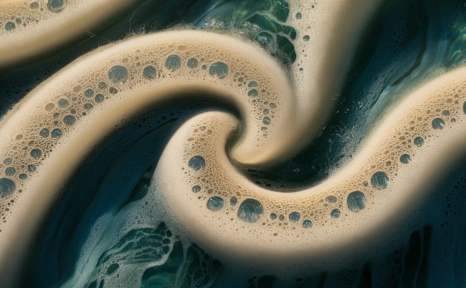 intertwined foam tidal waves