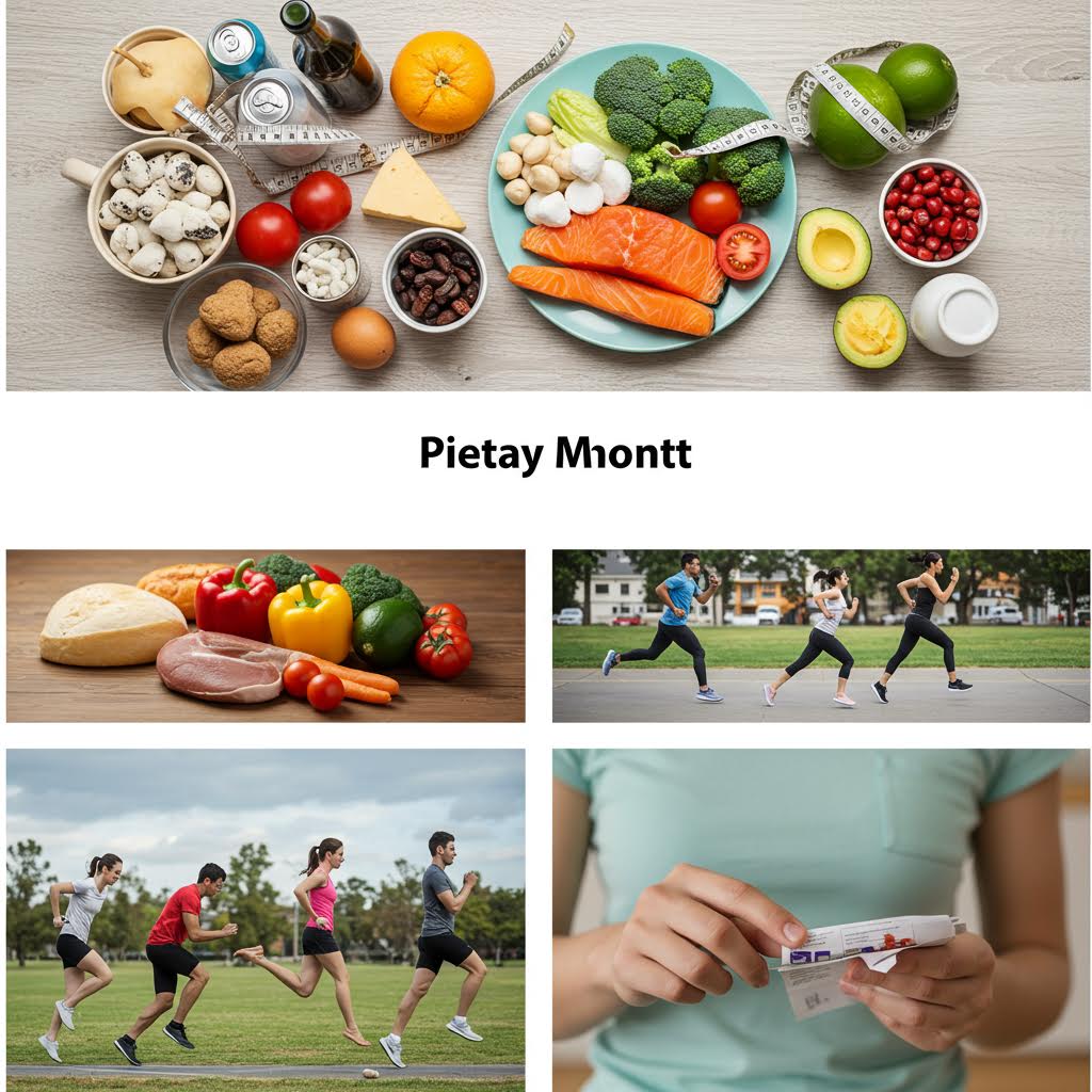 신선한 채소와 연어, 과일이 조화롭게 놓여 건강한 식습관의 균형을 상징하는 장면